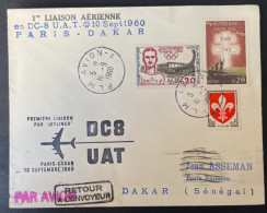 Lettre Par Avion 1ere Liaison Aerienne Paris Dakar Senegal Par Jetliner 1960 - 1927-1959 Gebraucht