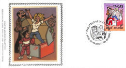 OCB Nr 2934 Kiekeboe Merho Quivoila FDC Zijde Soie Strip BD Comic Cartoon - 1991-2000