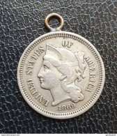 Médaille De Foi "Love Token" Gravé "Lella" 1869 3 Cents - Religione & Esoterismo