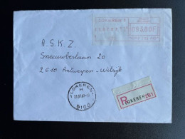 BELGIUM 1987 REGISTERED LETTER LOKEREN TO ANTWERPEN 31-07-1987 BELGIE BELGIQUE LETTRE FRAMA ATM RECOMMANDEE - Covers & Documents