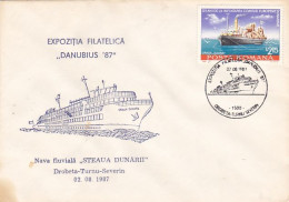 TRANSPORTS, SHIPS, DANUBE STAR RIVERSHIP, SPECIAL COVER, 1987, ROMANIA - Airships