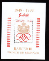 Monaco , Bloc Et Feuillet , N° 80  Jubilé De RAINIER III Prince De Monaco - Blocks & Kleinbögen