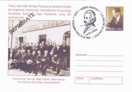 FAMOUS PEOPLE, ALBERT EINSTEIN, SCIENTIST, NICOLAE TITULESCU, COVER STATIONERY, 2004, ROMANIA - Albert Einstein