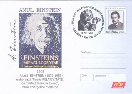 FAMOUS PEOPLE, ALBERT EINSTEIN, SCIENTIST, COVER STATIONERY, 2005, ROMANIA - Albert Einstein