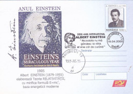 FAMOUS PEOPLE, ALBERT EINSTEIN, SCIENTIST, COVER STATIONERY, 2005, ROMANIA - Albert Einstein