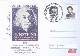 FAMOUS PEOPLE, ALBERT EINSTEIN, SCIENTIST, COVER STATIONERY, 2005, ROMANIA - Albert Einstein