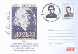 FAMOUS PEOPLE, ALBERT EINSTEIN, SCIENTIST, COVER STATIONERY, 2005, ROMANIA - Albert Einstein