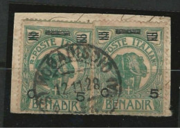 ● SOMALIA 1926 ֎ Elefante E Leone ֎ N.  74 ● MOGADISCIO ● Coppia Su Frammento ● Cat. 76,00 €  SOLO Al 4 % ● 1866 ● - Somalia