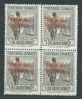 Guinea Variedades 1932 Edifil 232hh ** Mnh Bloque De 4. Doble Habilitación - Guinea Spagnola