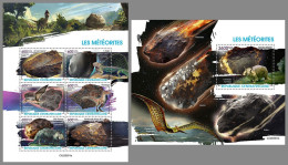 CENTRAL AFRICA 2023 MNH Meteorites Meteoriten Dinosaurs M/S+S/S – OFFICIAL ISSUE – DHQ2426 - Minerals