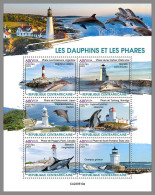 CENTRAL AFRICA 2023 MNH Lighthouses Leuchttürme Dolphins M/S – IMPERFORATED – DHQ2426 - Fari