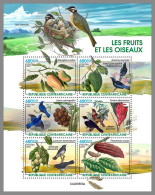 CENTRAL AFRICA 2023 MNH Fruits Früchte Birds M/S – IMPERFORATED – DHQ2426 - Frutta