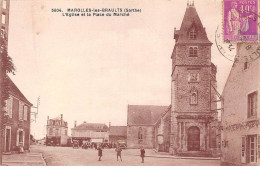 72 - MAROLLES LES BRAULTS - SAN30989 - L'Eglise Et La Place Du Marché - Marolles-les-Braults