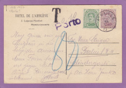 CARTE POSTALE D'AYWAILLE POUR BERLIN, TAXEE A L'ARRIVEE, 1921. - Brieven En Documenten