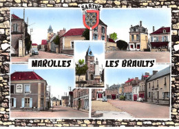 72 - MAROLLES LES BRAULTS - SAN28768 - Les Ecoles, La Place De L'Eglise - La Place De La Gare - L'Eglise - CPSM 15X10 Cm - Marolles-les-Braults