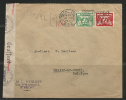 PAYS-BAS - Lettre De UTRECHT Vers BRAINE-LE-COMTE (Belgique) Du 18/7/1941 - Bande De Contrôle Par Censure Militaire - Cartas & Documentos