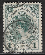 1898 Inhuldigingszegel Koningin Wilhelmina 1 Gulden Groen (Kroningsgulden) Tanding 11½ : 11 NVPH 49 - Usados