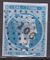 GREECE Missing Perls On1862-67 Large Hermes Head Consecutive Athens Prints 20 L Blue Vl. 32 A - Used Stamps