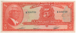 HAITI  5 Gourdes   P212    American Bank Note Company,  ( President Dr. François Duvalier ) - Haïti