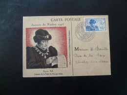 Carte Maximum Card Roi Louis XI King Journée Du Timbre 71 Chalon Sur Saone 1945 - 1940-1949