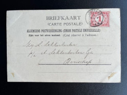 NETHERLANDS 1902 POSTCARD JUTFAAS TO BENSCHOP 05-11-1902 NEDERLAND BAARN TUNNELTJE - Lettres & Documents
