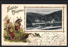 Passepartout-Lithographie Pforzheim, Kupferhammer, Maikäfer Auf Wanderschaft  - Insectes