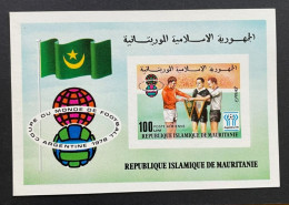 MAURITANIE 1978 - NEUF**/MNH - SHEET BLOC BF Mi 19 - YT 19 - IMPERF - NON DENTELE - FOOTBALL ARGENTINE SOCCER - Mauritania (1960-...)