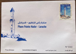 2024 Maroc Morocco FDC Phare Lighthouse Leuchttrum Bloc 4 Serial Number Larache Nador Mer Sea Blue Issue Date - Fari