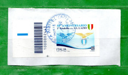 Italia °- 2024 -  50° ANNIVERSARIO - 1° Scudetto Della LAZIO .CODICE A BARRE. Su FRAMMENTO.  Usato. - 2021-...: Used