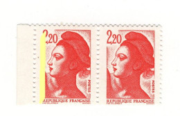 Liberté 2fr20 Rouge YT 2376k Sans Phospho Tenant à Bande Gauche. Voir Scan. Cote YT : 10 €, Maury N° 2382I K + L > 59 €. - Neufs