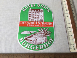 Hotel Union En Burgerhof In Offenburg /Baden Duitsland - Adesivi Di Alberghi