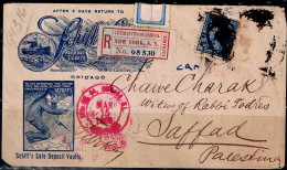 UNITED STATES 1909 REGISTERED COVER SENT IN 17/3/1909 FROM NEW YORK TO HAIFA PALESTINA VF!! - Covers & Documents