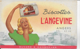 Buvard Annees  50's NEUF  BISCOTTES L'ANGEVINE ANGERS - Zwieback