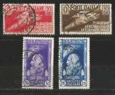 Kingdom Regno 1935 Air Show Salone Aeronautico  Leonardo Da Vinci Cpl 4v Set In VFU Condition - Usados