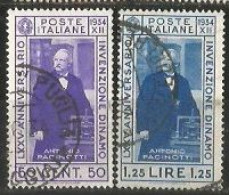 Kingdom Regno 1934 Pacinotti & The Dinamo  Cpl 2v Set In VFU Condition - Usados