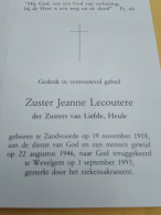 Doodsprentje Zuster Jeanne Lecoutere / Zandvoorde 19/11/1918 Wevelgem 1/9/1993 ( Zuster Van Liefde ) - Godsdienst & Esoterisme