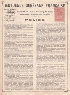 MUTUELLE GENERALE FRANCAISE . LE MANS . POLICE Signée Le 3 Décembre 1903 - Other & Unclassified