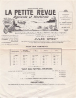 LA PETITE REVUE Agricole Et Horticole à ANTIBES . Tarif Des Annonces . - Other & Unclassified