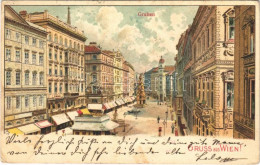 * T3 1900 Wien, Vienna, Bécs; Graben / Street View. Litho (Rb) - Sin Clasificación