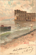 T2 1900 Napoli, Naples; Palazzo Donn' Anna / Palace, Seashore. Litho - Sin Clasificación