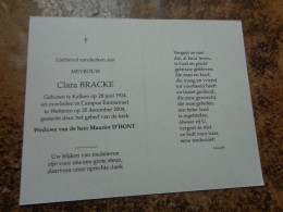 Doodsprentje/Bidprentje   Clara BRACKE   Kalken 1924-2004 Wetteren  (Wwe Maurice D'HONT) - Religion & Esotericism