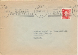 Norway Cover Sent To Denmark Oslo 22-10-1952 Stöt Gjennem FN - Sambandet Single Franked - Storia Postale