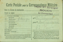 CP Verte Pour La Correspondance Militaire En FM Franchise Cachet 2ème étranger Rouen Le Commandant - Briefe U. Dokumente