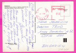 294601 / Slovakia - Bratislava 4 View Hotel Danube, Castle PC 1994 USED 0.50 Slovensko EMA (Printer Machine) Meter Stamp - Briefe U. Dokumente