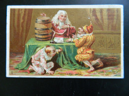 CHROMO     CHOCOLAT POULAIN           SCENE POLICHINELLE ET PIERROT    DEVANT LE JUGE          ( 10,5  X  6,5 Cms ) - Poulain