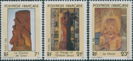 French Polynesia 1983 Sc#376-378,SG389-391 Religuous Sculptures Set MNH - Sonstige & Ohne Zuordnung