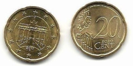20 Cent, 2010,  Prägestätte (F),  Vz, Sehr Gut Erhaltene Umlaufmünzen - Germania