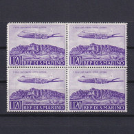 SAN MARINO 1959, Sc# C107, Air Mail, Planes, Block Of 4, MNH - Nuevos