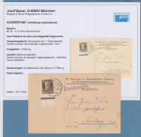 Bayern Dienstmarke 3Pfg Mi.-Nr.12 EF Auf Drucksachenkarte Gpr. Mit KB Bauer BPP - Brieven En Documenten