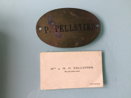 ANCENIS — Plaque Laiton . P. PELLETIER. Electricien - Other & Unclassified